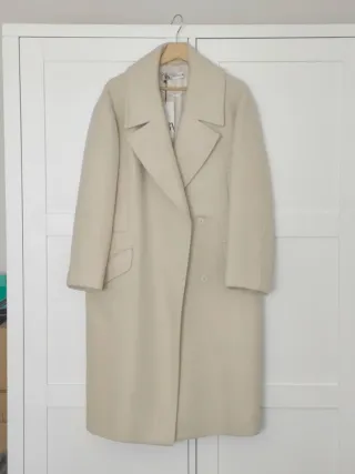 Abrigo paño midi vainilla