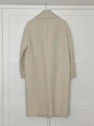 Abrigo paño midi vainilla