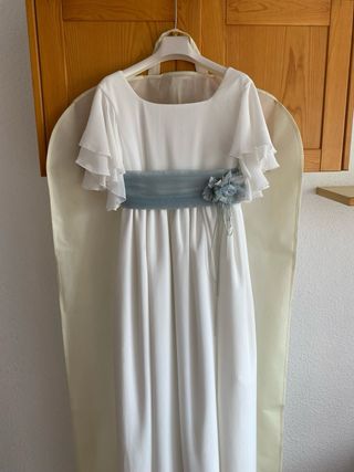 Vestido Niña Corte Inglés Blanco y Azul