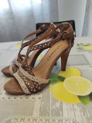 Sandali tacco Cafè Noir vera pelle strass n.36