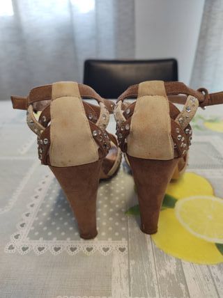 Sandali tacco Cafè Noir vera pelle strass n.36