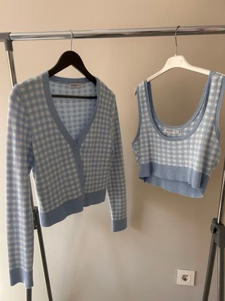 Conjunto cuadros azul y blanco Talla M/L