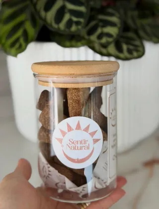 30 Inciensos Naturales + Frasco Vidrio y Bambú ✨️