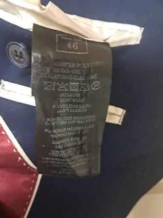 Traje Azul Marino Talla 46 Chaqueta Completa