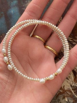 Pulsera perlas y oro