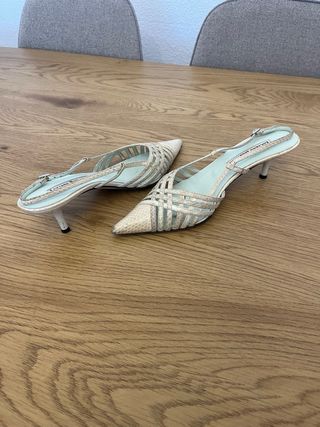 Tacones Bajos Luciano Barachini Beige/Blanco