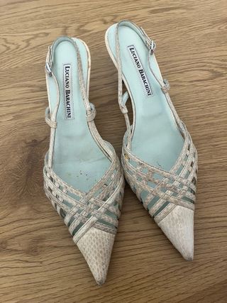 Tacones Bajos Luciano Barachini Beige/Blanco