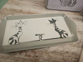 Pack temático gatito: caja, bandeja y posavasos