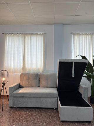 Sofá Cama Modular Beige con Chaise Longue - OFERTA