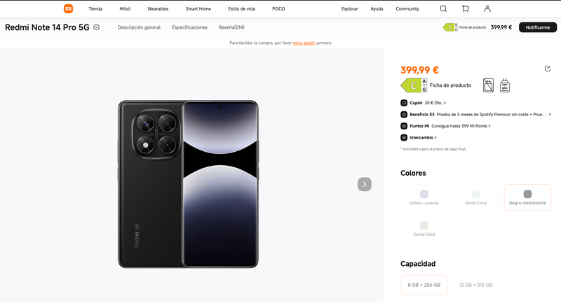 REDMI NOTE 14 PRO 5G 8+256GB NEGRO XIAOMI afbeelding 2