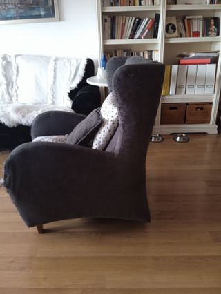 Sillón orejero Roche Bobois gris