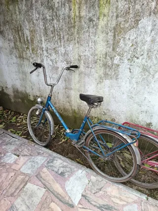 Cuatro Bicicletas Vintage Azules y Rojas