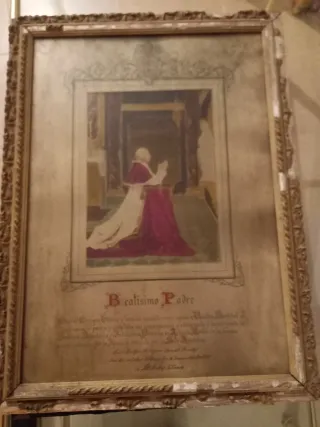 Cuadro antiguo Beatísimo Padre 1886