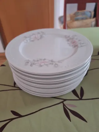 Vajilla de porcelana con flores rosas