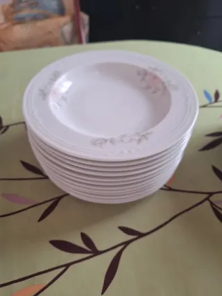 Vajilla de porcelana con flores rosas