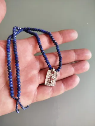 Collar Lapislázuli y Cruz Plata 925