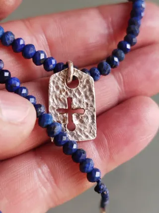 Collar Lapislázuli y Cruz Plata 925