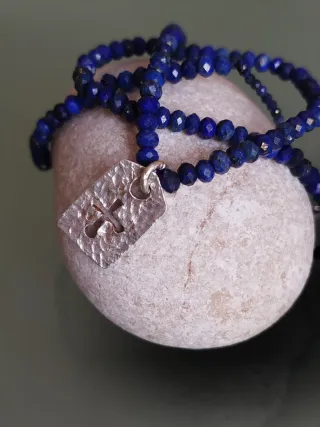 Collar Lapislázuli y Cruz Plata 925