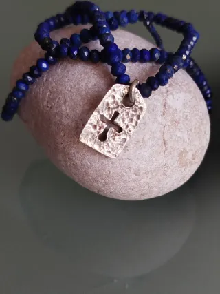 Collar Lapislázuli y Cruz Plata 925