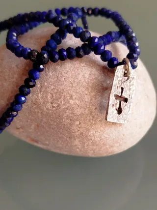 Collar Lapislázuli y Cruz Plata 925