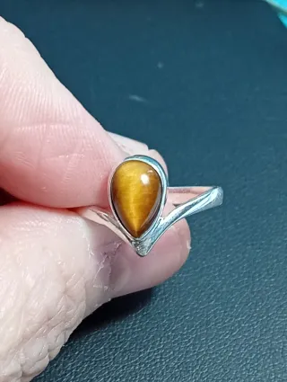 Anillo Plata Ley Ojo Tigre Lágrima