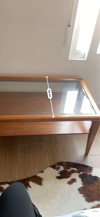 Mesa centro madera y cristal