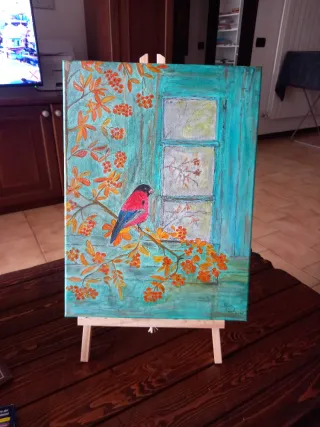 Quadro acrilico 30x40 cm uccellino