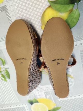 Zeppe rafia Cafè Noir vera pelle n.36 Made Spain