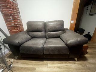 Sofá 2 plazas gris piel 170cm