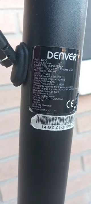 Patinete Eléctrico Denver Negro/Gris