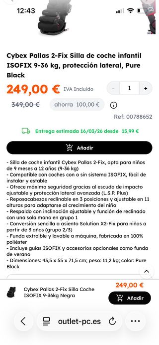 Silla de coche  Cybex Pallas fix