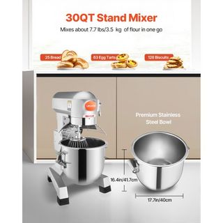 Mezclador Eléctrico de Alimentos 30L Mezclador de Pie Eléctrico de 1100W Mezclador de Masa 220V Mezclador Comercial Ajustable Mezclador de Pie Comercial para Uso en Cocina