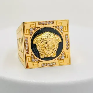 Anillo Cuadrado Greca Medusa Oro 18K