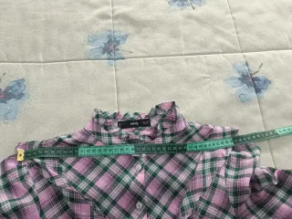 Blusa Mango cuadros rosa y verde Talla M