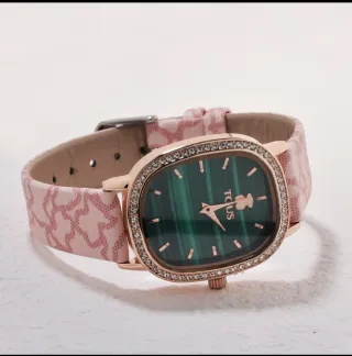 Reloj Ovalado Verde y Rosa