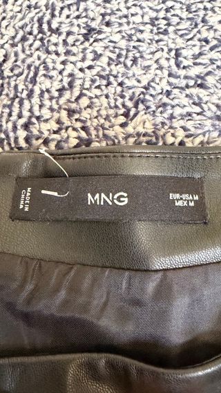 Falda Mango Piel Sintética Negra Talla M