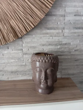Vaso Testa Buddha Marrone Ceramica