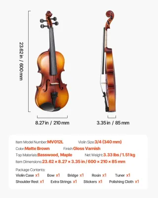 Set Completo Violino 340mm con Custodia Rigida