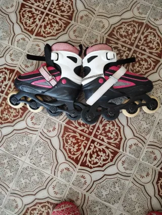 Patines ajustables niña rosa y negro