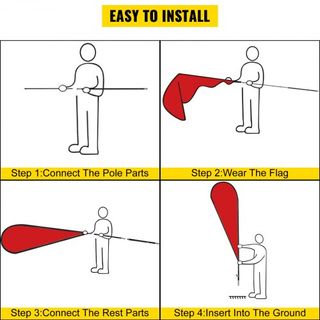 Polo de Bandera Publicitaria, 30 x Paquetes de Bandera de Pluma con Punta de Tierra, Conjuntos de Polo de Bandera Sin Viento de 16 pies con Estaca de Montaje en Tierra, Kit de Polo de Bandera Swoo...