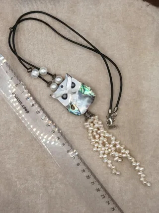 Collar búho con perlas de río autenticas