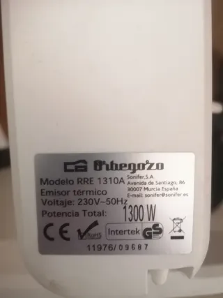 Calefacción Eléctrica Orbegonzo Blanca