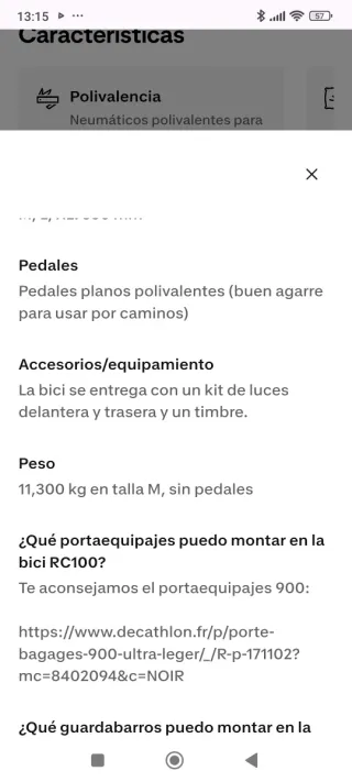 Bicicleta de carretera aluminio Triban RC 100