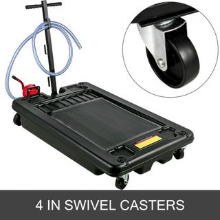 Bandeja de Drenaje de Aceite Portátil con Bomba 64L Bandeja de Drenaje de Aceite de 17 Galones de Perfil Bajo con Manguera de 8' para SUV, Autos y Camiones