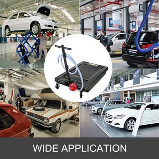 Bandeja de Drenaje de Aceite Portátil con Bomba 64L Bandeja de Drenaje de Aceite de 17 Galones de Perfil Bajo con Manguera de 8' para SUV, Autos y Camiones