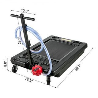 Bandeja de Drenaje de Aceite Portátil con Bomba 64L Bandeja de Drenaje de Aceite de 17 Galones de Perfil Bajo con Manguera de 8' para SUV, Autos y Camiones