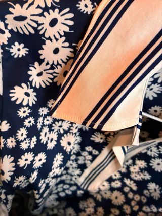 Vestido estampado flores azul y blanco Talla XL