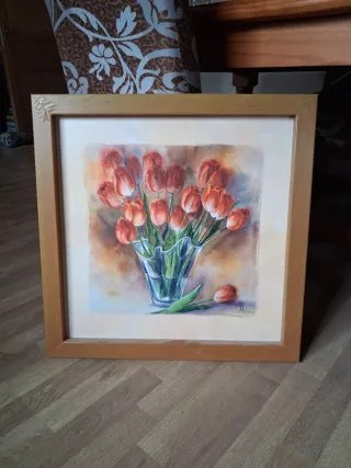 Cuadro de tulipanes en jarrón