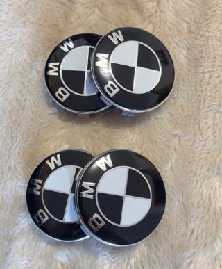 Tapas bujes BMW 68mm Negro y Blanco (4uds)