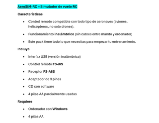 Simulatore di droni AeroSIMRC, telecomando FSi6S (come nuovo)